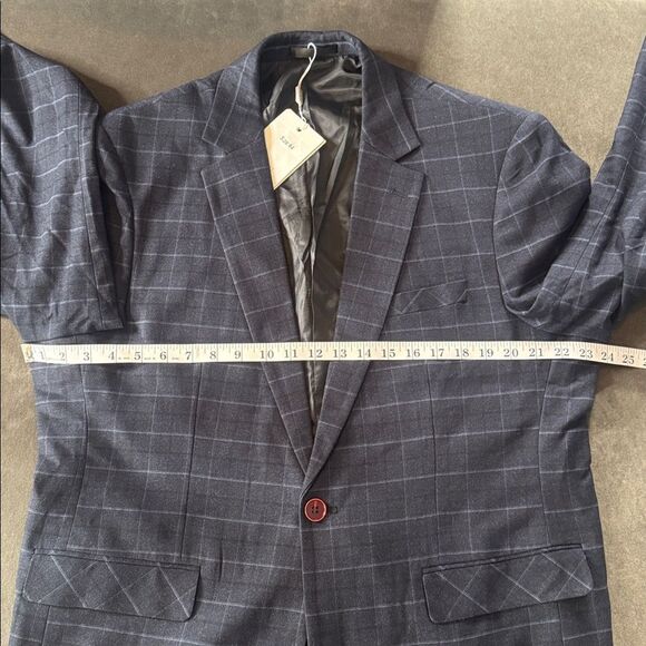 Men’s Plaid 3 Piece Slim Fit Formal Business Suit Jacket 44 Pants 40 NWT - Picture 7 of 15